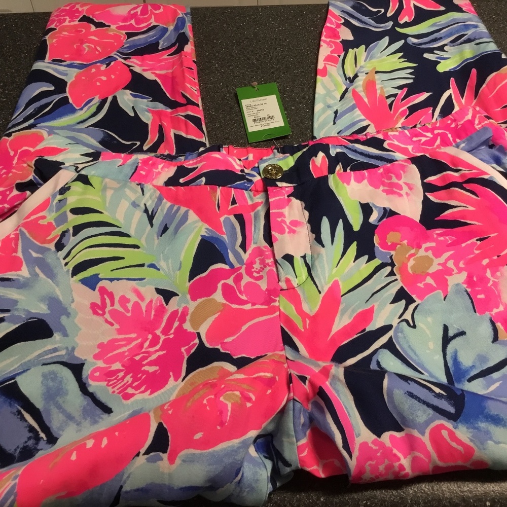 Lilly Pulitzer Madeira Pant High Tide Navy Tropicolada - Picture 12 of 15